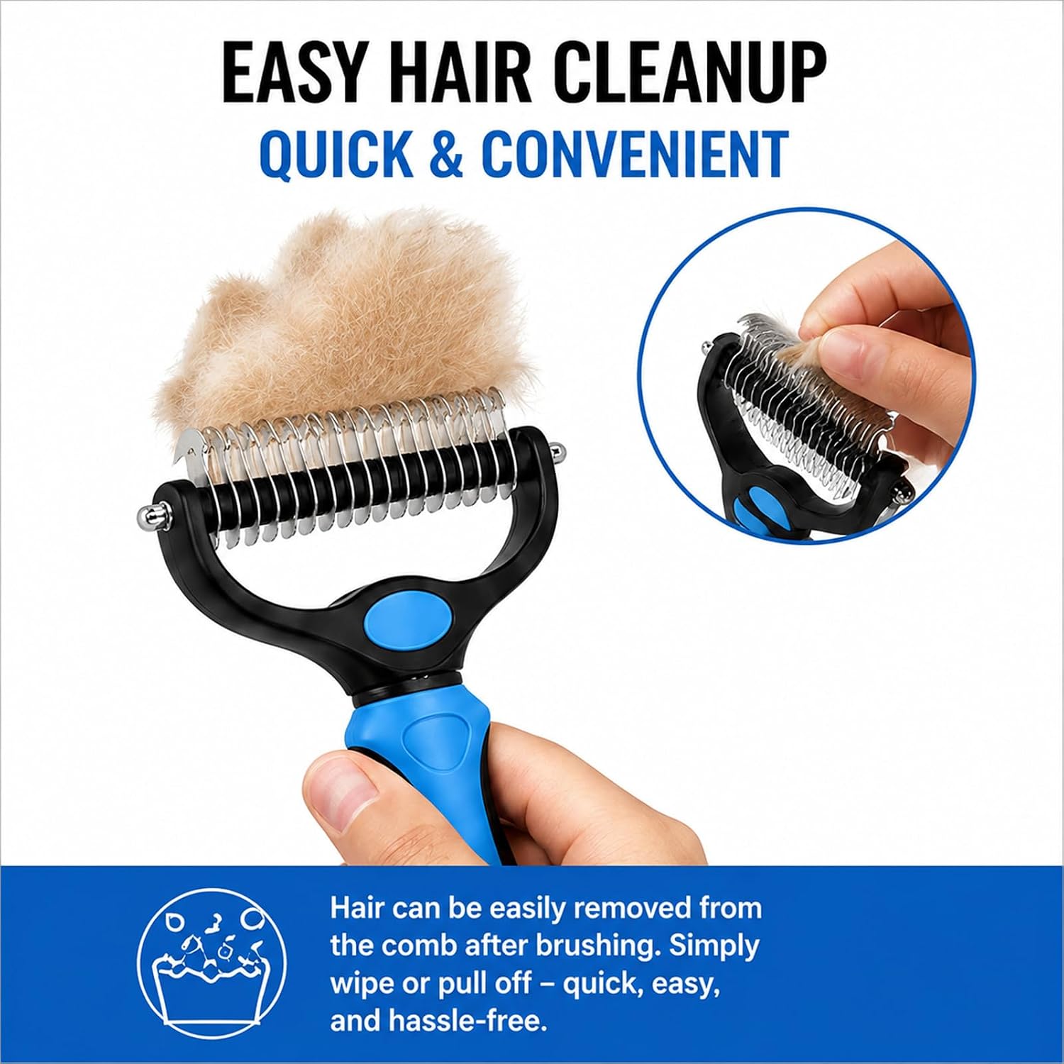 Nolaras Dog Grooming Tool, Dog & Cat Dematting Comb, Double-Sided Pet Grooming Tool for Removing Loose Hair, Mats, Tangles & Undercoat, Suitable for Long and Short Haired Pets (Blue Big) - Image 7