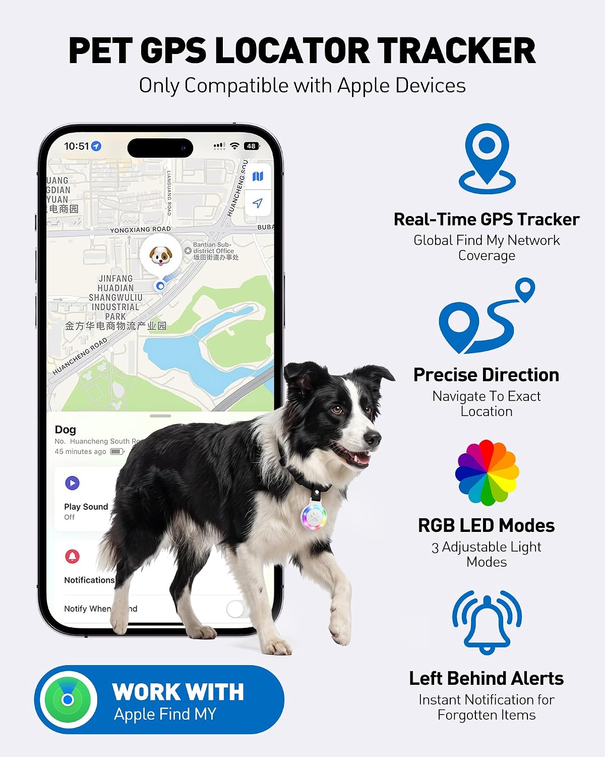 Pet Tracker for Dogs Cats, Location & LED Night Light Tag, No Monthly Fee - Image 6
