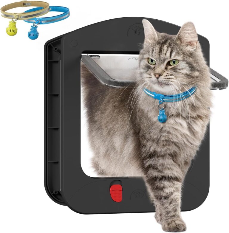 Smart Cat Door with Collar Sensor 2pcs 4 Way Locking Black