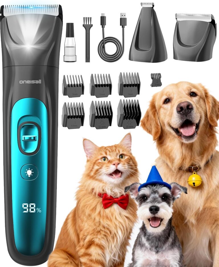 oneisall LED Light 2-in-1 Dog Grooming Clippers & Paw Trimmer Kit