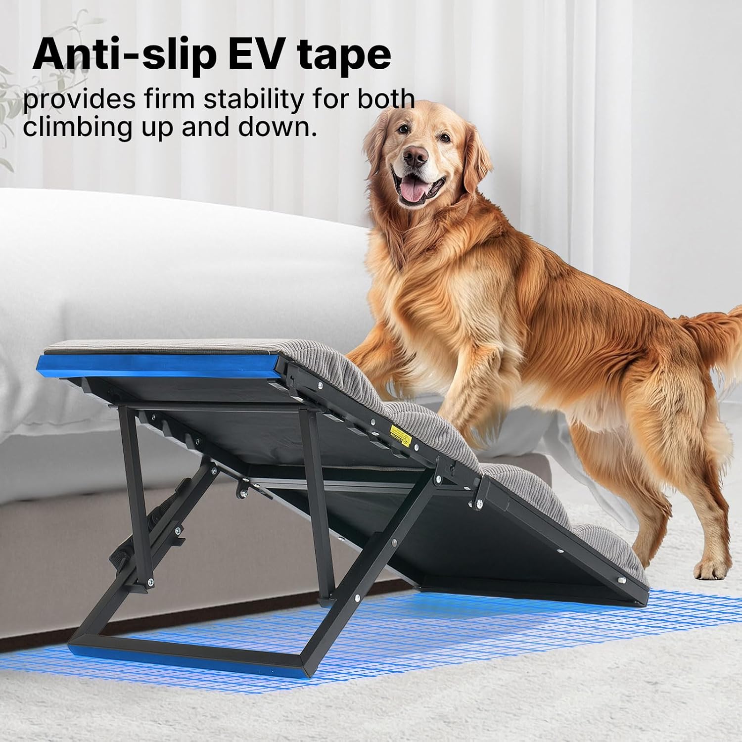 Veehoo Foldable Dog Ramp for Bed Couch Large Dogs, Adjustable 12-20'' High - Image 6