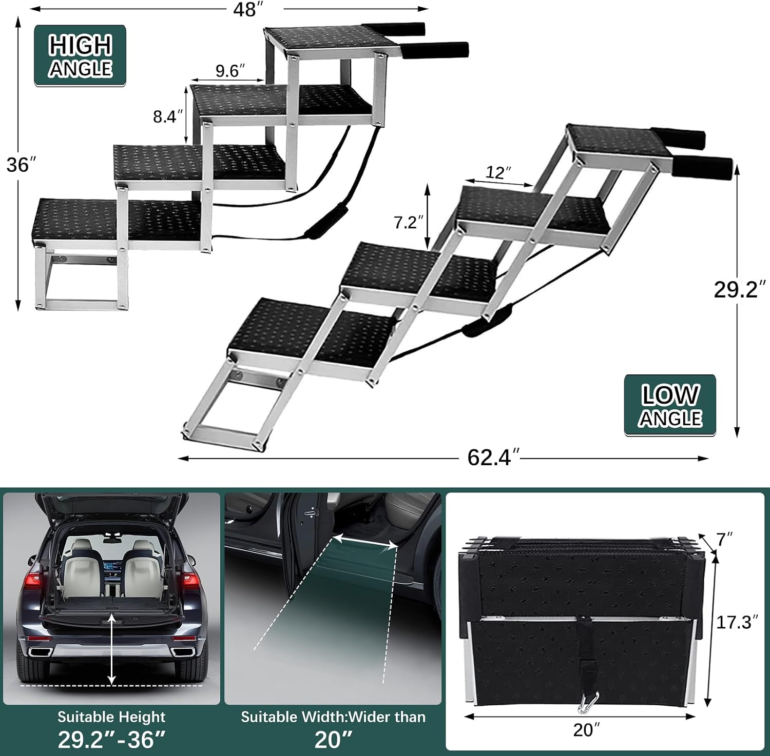 Joyrally 4-Step Dog Stairs for Car, Large Dogs, High-Traction Mat - Image 3