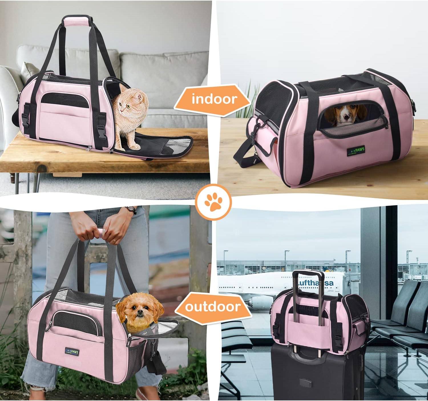 JESPET Soft-Sided Airline-Approved Dog & Cat Carrier Travel Bag - Image 7