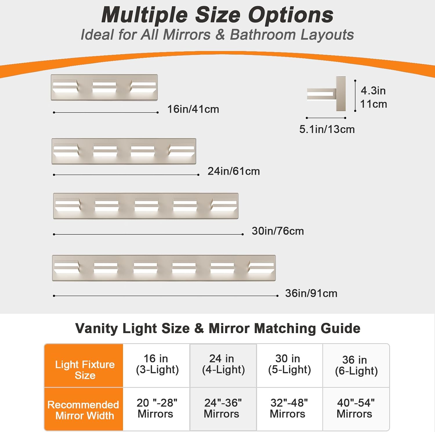 Bathroom Lights Fixtures Over Mirror, 360°Rotate Modern LED Vanity Lights for Bathroom, 24W Dimmable & High CRI Acrylic Wall Lighting, No Assembly Required (Brushed Nickel, 3-Light, 16 Inch) - Image 5
