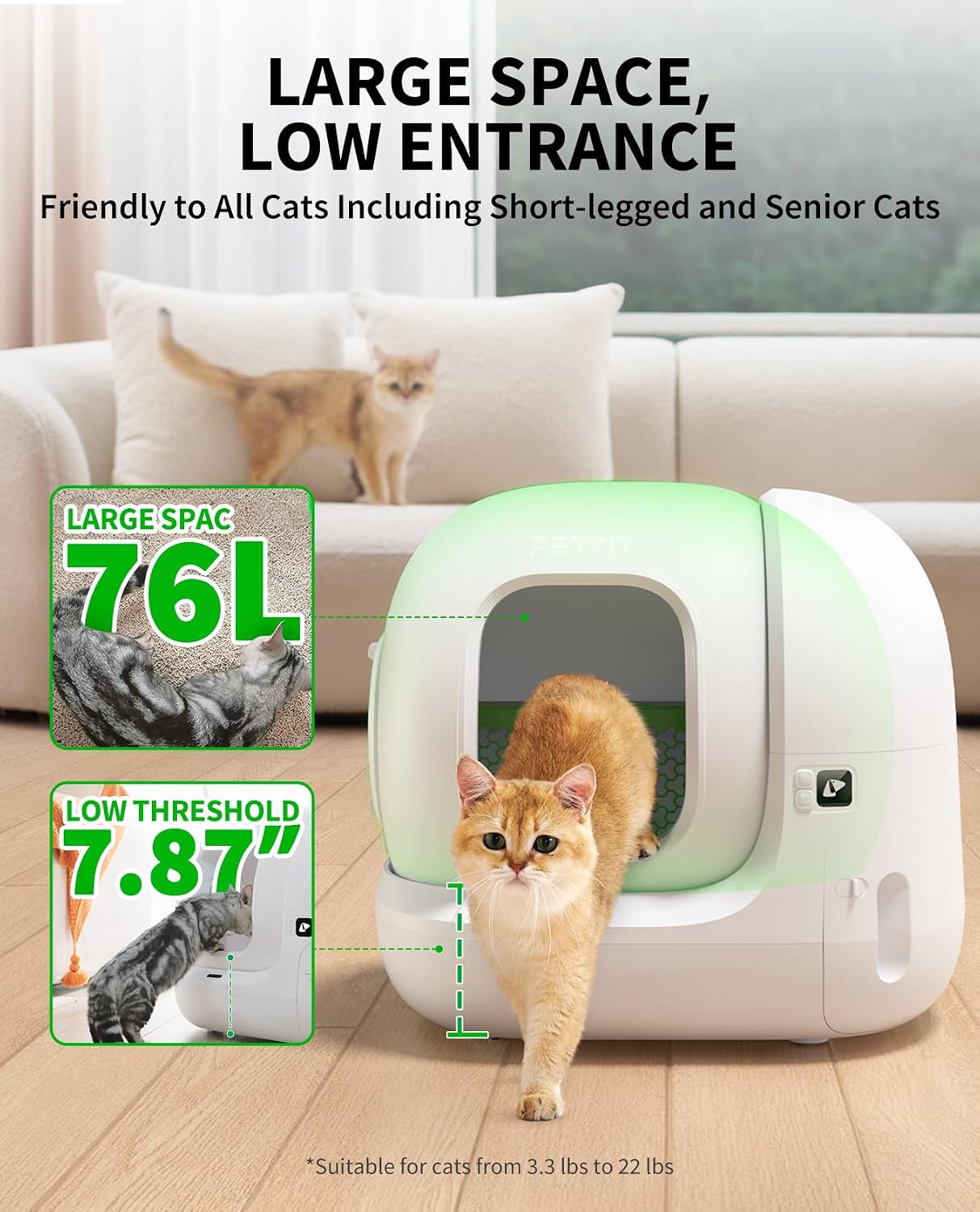 PETKIT PuraMax 2 Automatic Self-Cleaning Cat Litter Box, App Control Litter Box with Safety Sensors, Odor Free & Anti-Leakage Basic Bundle Includes Trash Bags,2.4G WiFi & Low Entrance - Image 7