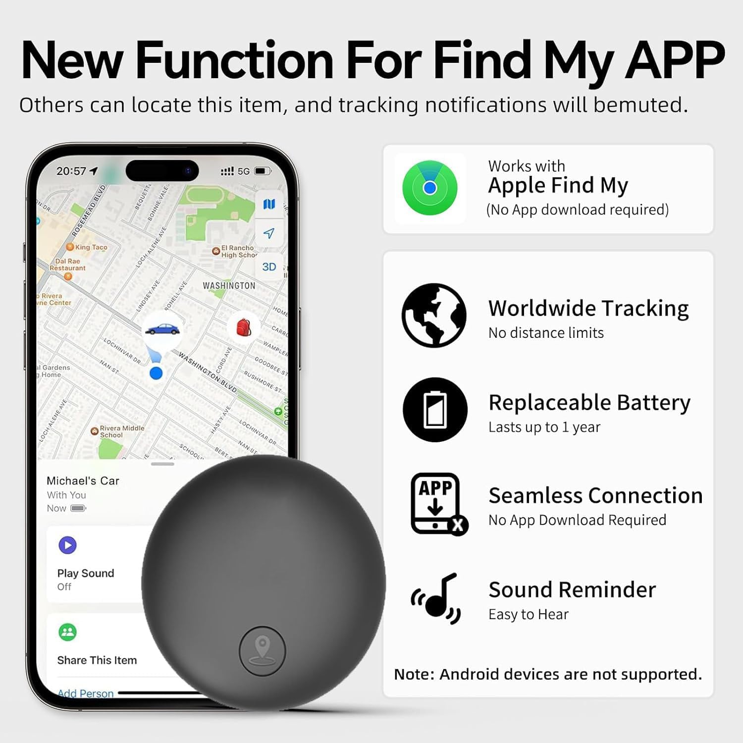 GPS Tracker for Dogs, Smart Collar with Real-Time Location - Pet Location Tracker with Holder No Monthly Fee/No SIM Card, Works with iOS Find My, Ultra-Slim, IP68 Waterproof, Reliable Performance - Image 7