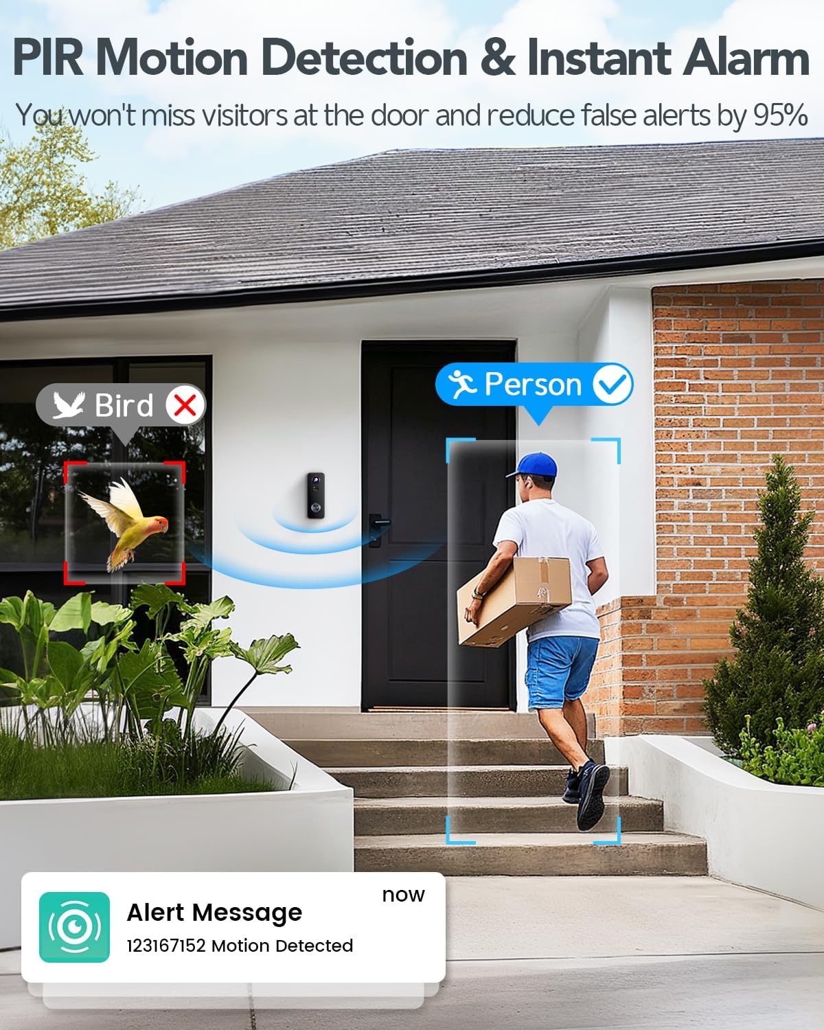 XTU 2K Video Doorbell Camera, Head-to-Toe View, Battery Powered Alexa - Image 3
