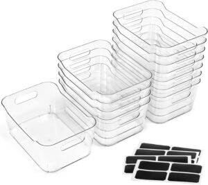 12 PACK Clear Plastic Storage Bins,...