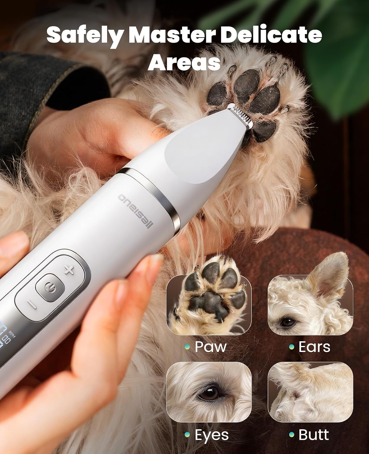 oneisall 4 in 1 Dog Grooming Kit with LCD Display (White) - Image 2