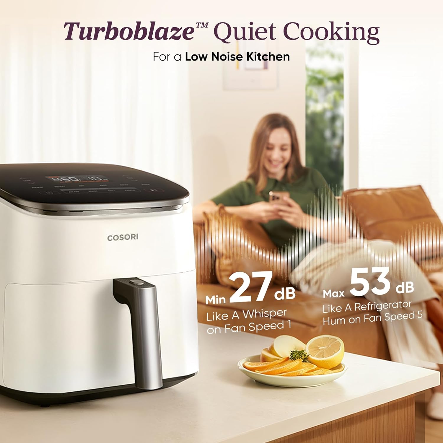 Cosori TurboBlaze Smart Air Fryer 6 Qt, Shake Reminders, 9-in-1, Cream - Image 7