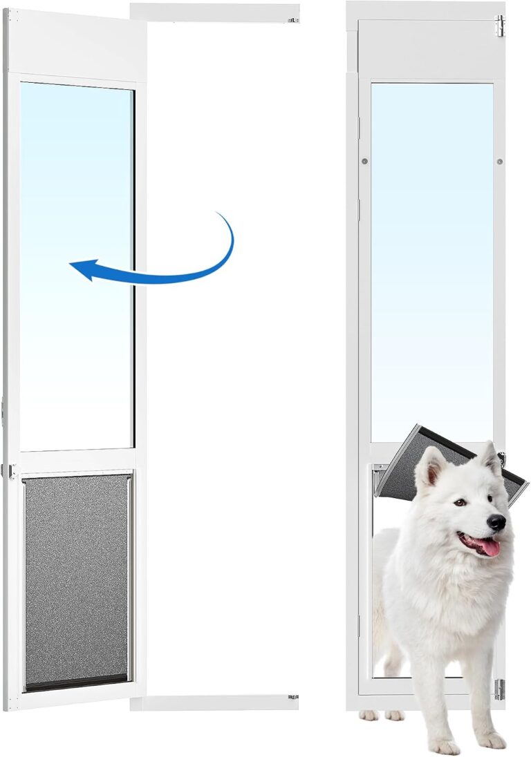 XLarge Dog Door for Sliding Glass Door,Openable Pet Door for Sliding Glass Doors，All-Metal Framed & Panel & Lock,Adjustable 75 7/8" to 81" Slider Height -Extra Large