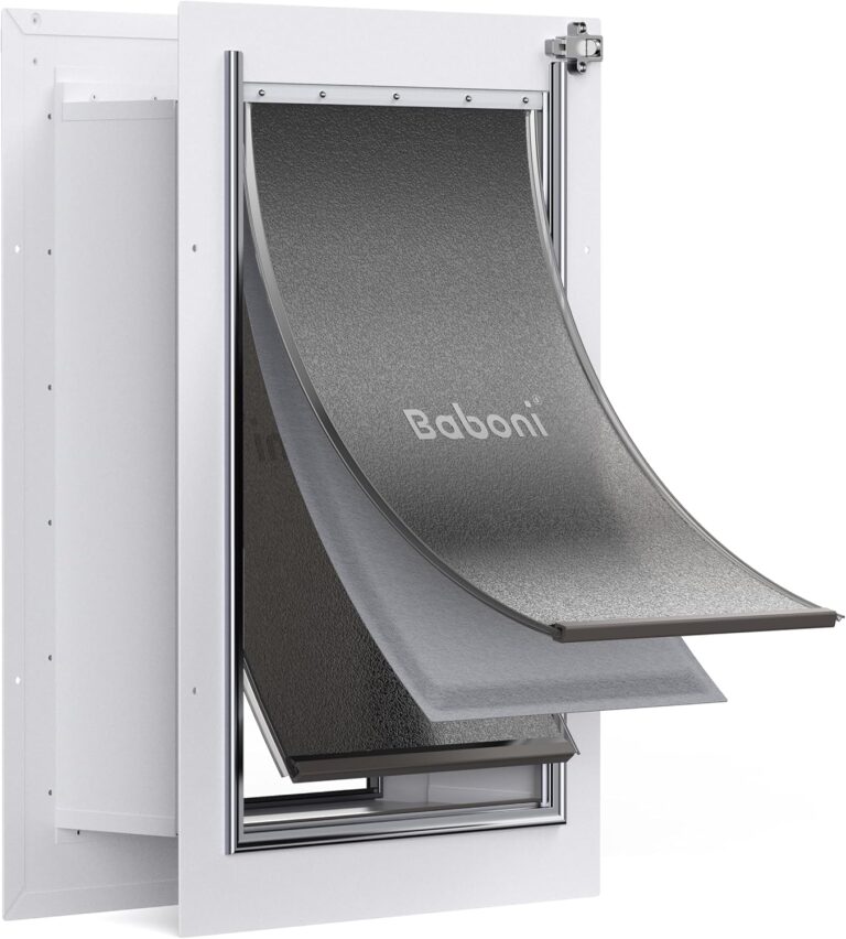Baboni Pet Door for Wall,3-Flap,Steel Frame and Telescoping Tunnel, Aluminum Lock, Double Flap Dog Door and Cat Door, Strong and Durable (Pets Up to 100 Lb) -Large