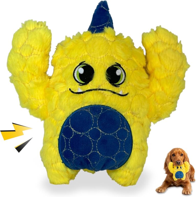 Bite Force -Durable & Strong Dog Yellow Monster with Squeaker, Kevlar-Reinforced for Aggressive Chewers - Yellow