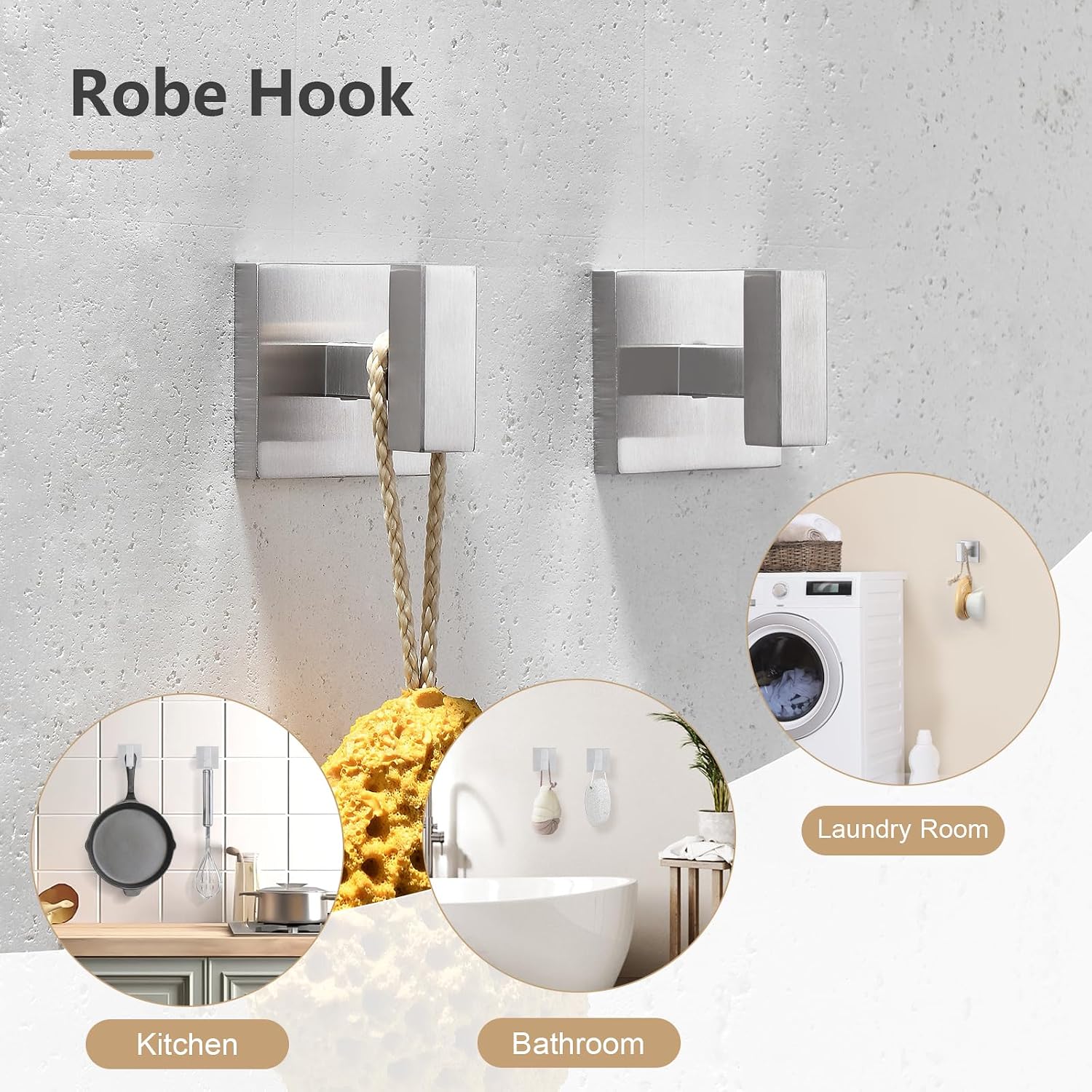 TQKAG 5-Pieces Brushed Nickel Bathroom Hardware Accessories Set 23.6" SUS304 Stainless Steel Towel Bar Set Wall Mounted Square Toilet Paper Holder with Shelf - Image 4