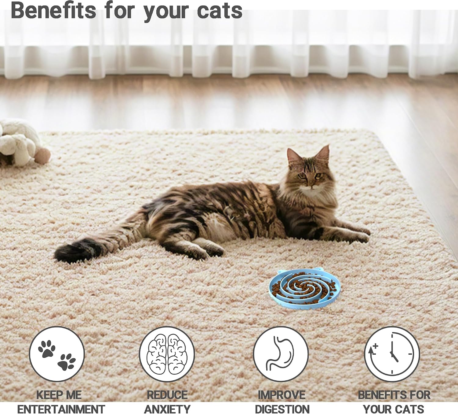 Bifeaw Slow Feeder Cat Bowl, Easy to Clean Silicone Bowl, Ideal for Dry and Wet Food (Green and Blue) - Image 5