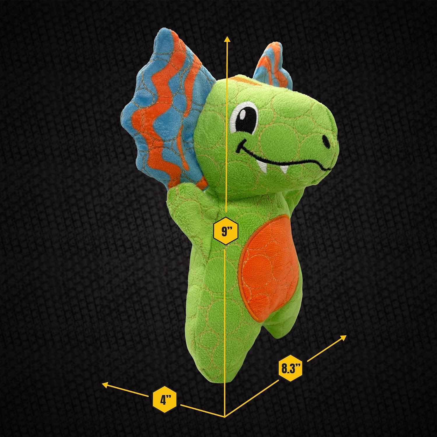 Bite Force - Durable & Strong Dog Toy Green Dino with Squeaker, Kevlar-Reinforced for Aggressive chewers. - Image 5