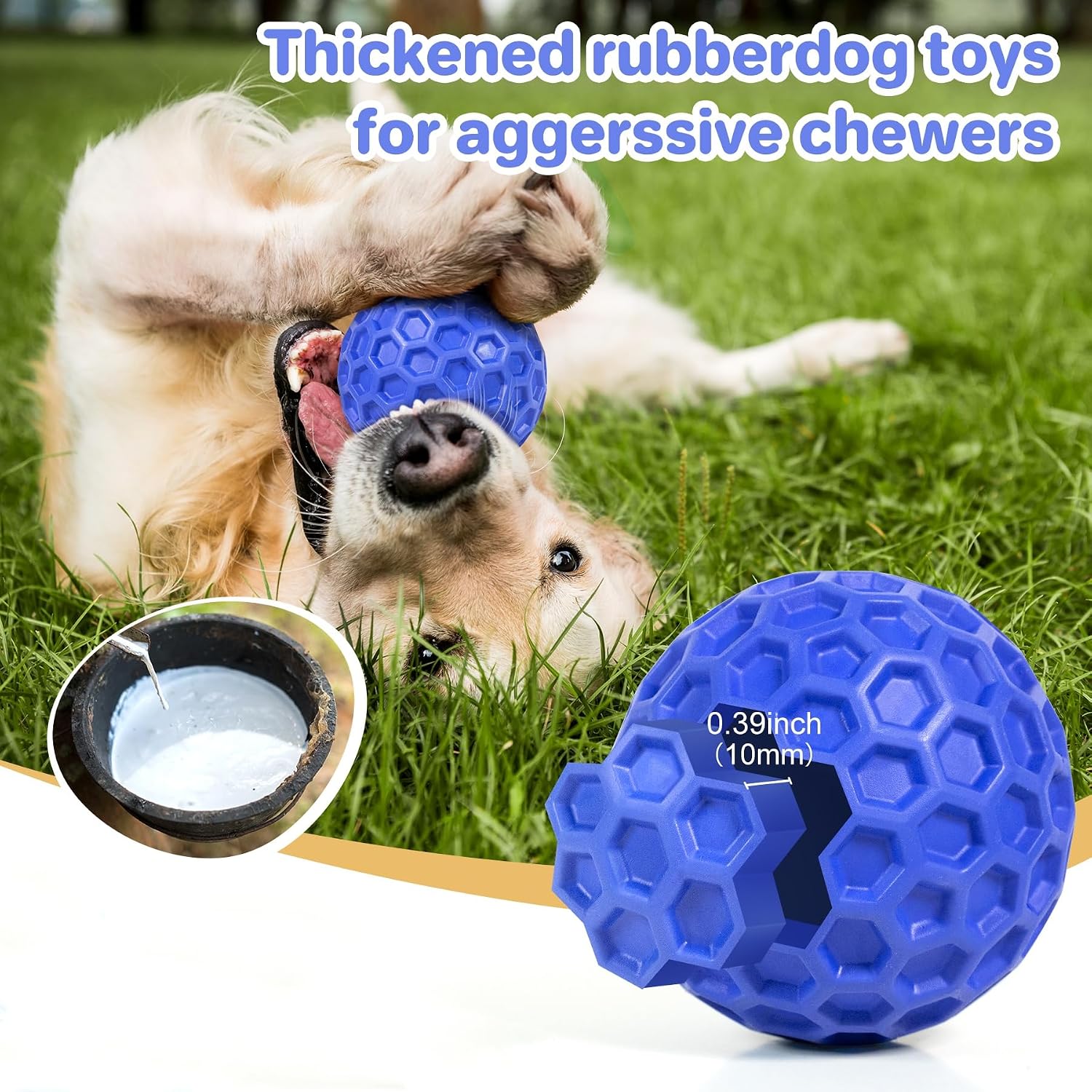 DISSKNIC Indestructible Squeaky Dog Ball, Relieves Anxiety, Cleans Teeth, Interactive Chew Toy for Aggressive Chewers, Dog Toy for Large Breeds, Outdoor Waterproof - Image 3