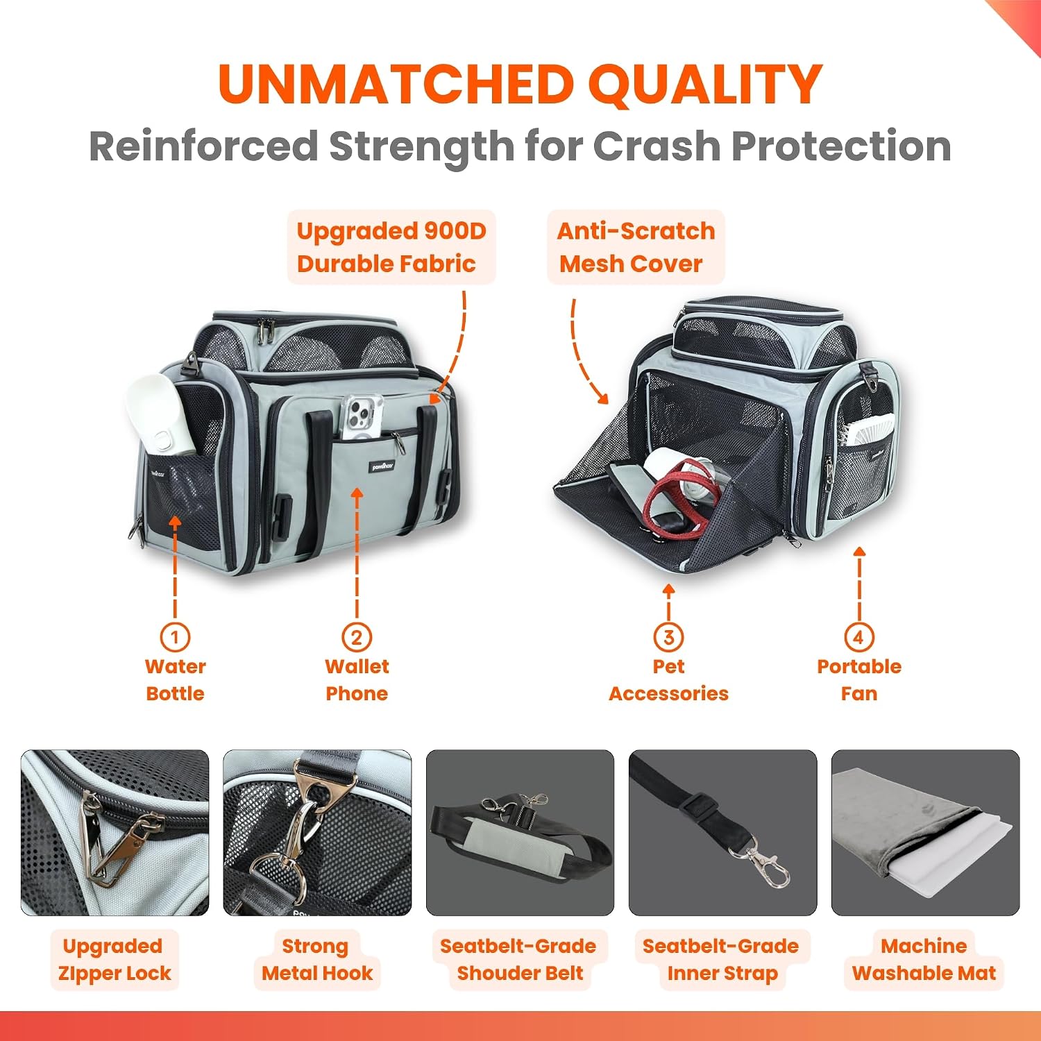 Crash-Tested Top Side Expandable Cat Carrier for Crash Protection - Image 7