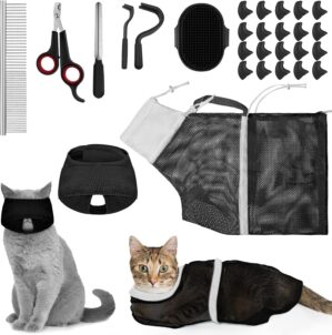 9 Pcs Cat Bathing Bag Set Cat Showe...