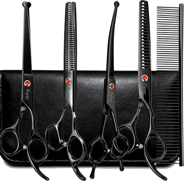 Fcysy 8-Piece Dog Grooming Scissors Set, 7 Inch Rounded Tip Pet Shears Kit