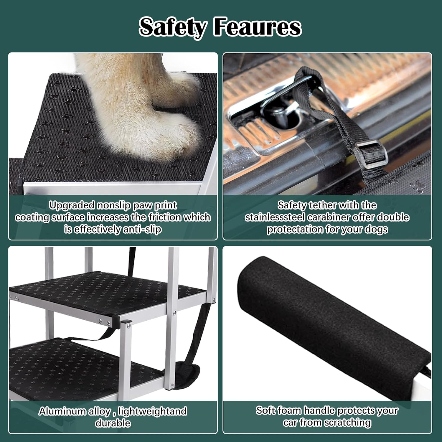 Joyrally 4-Step Dog Stairs for Car, Large Dogs, High-Traction Mat - Image 2
