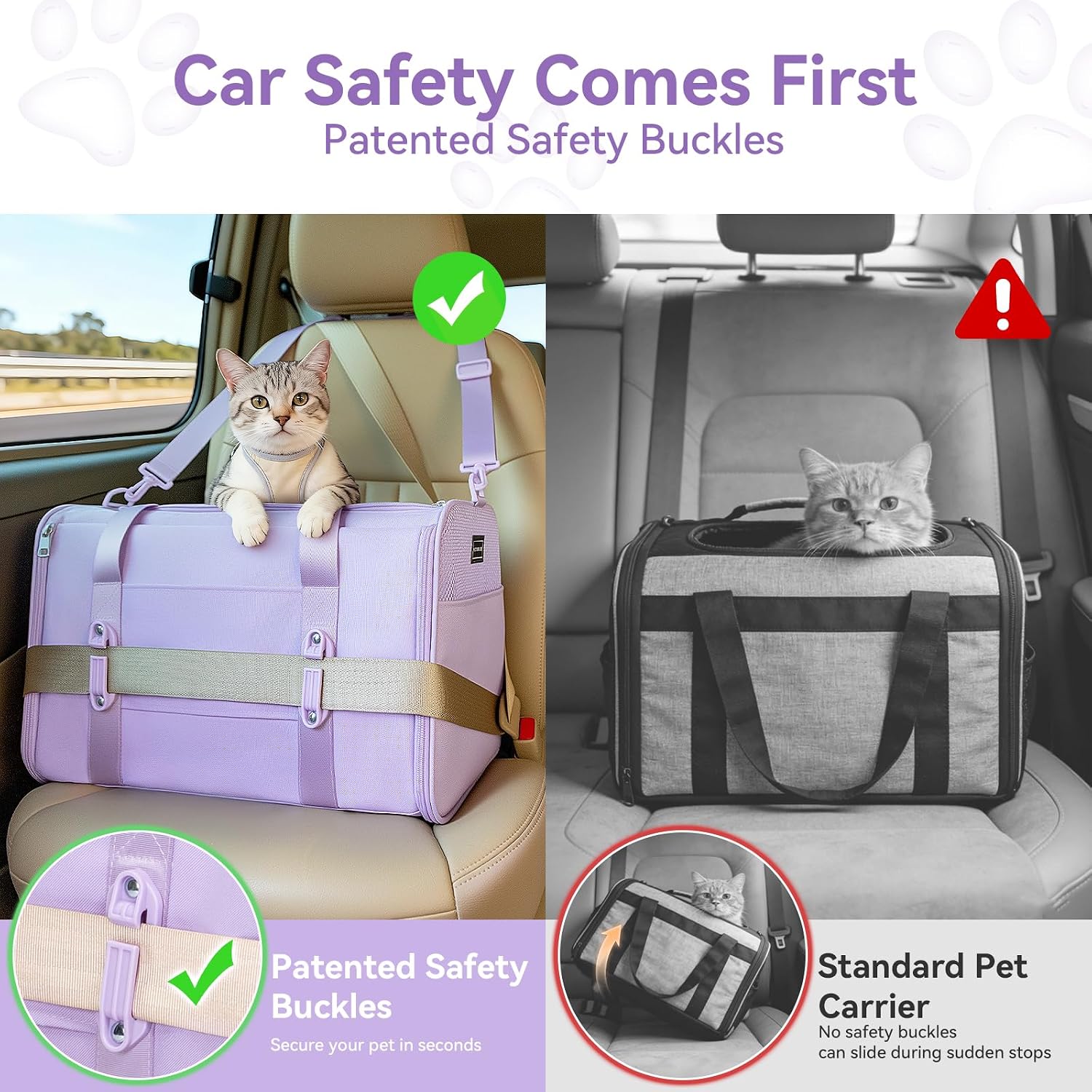 PETSFIT Cat Carrier Soft with Patented Safety Buckles, Safe for Car Travel - Image 2