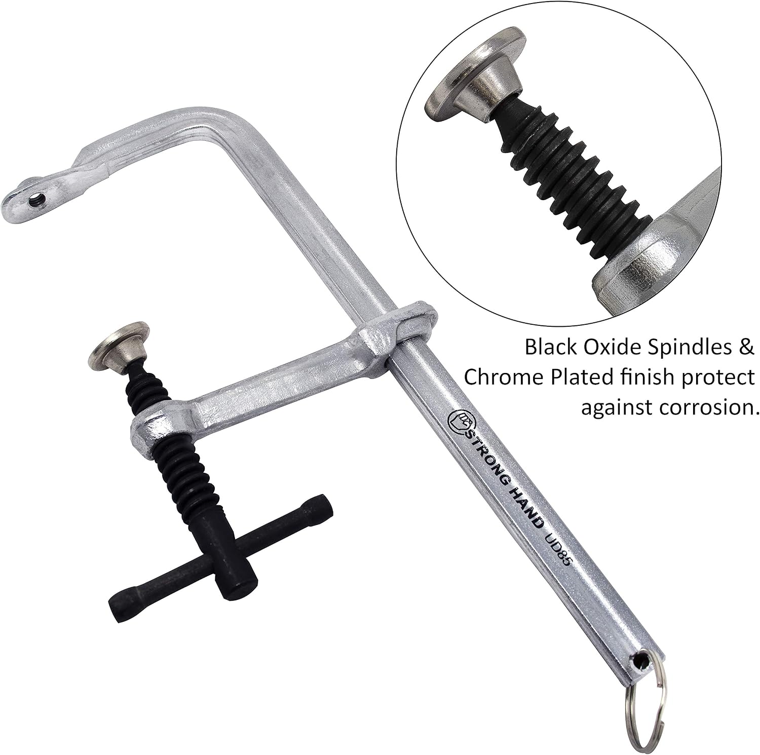Strong Hand Tools Light Duty Utility Clamp, 4.5" Capacity, 500 LB Clamping Pressure, 5/8"-5/16" Rail Size, 3-1/4" Throat Depth, 5/16-18" Tapped Hole, UD45, Strong Hand Tools - Image 3