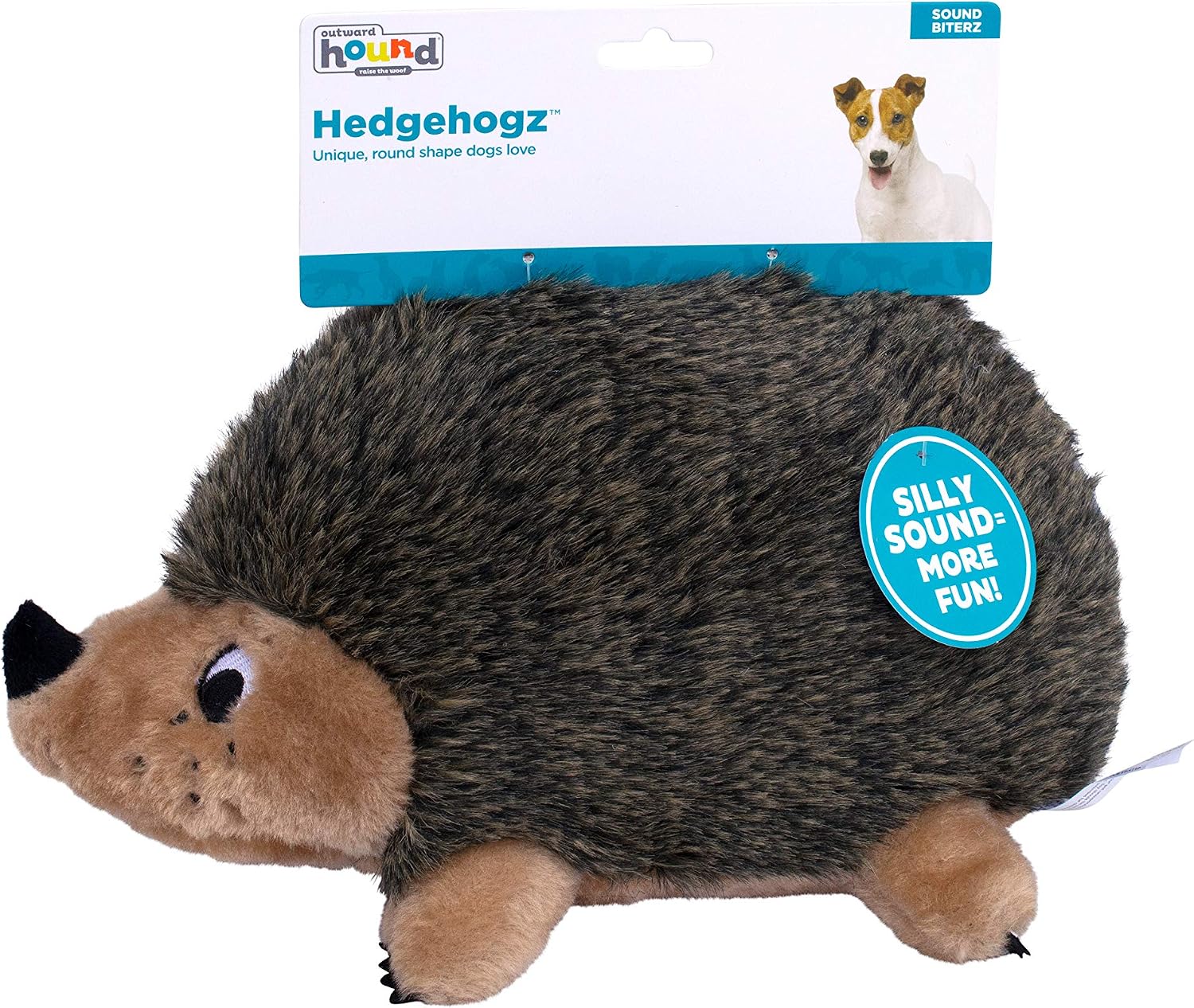 Outward Hound Hedgehogz Plush Dog Toy, Squeaks & Grunts, Medium, 9" x 6.5" - Image 2