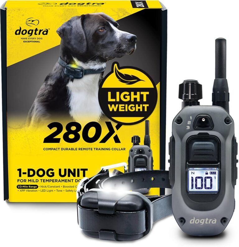 Dogtra 280X E-Collar with Remote [New Edition] 10 lbs+, 1/2 Mile Range, LED Light, 100 Levels of Precise Control for Stubborn Dogs, Waterproof, Boost for Quick Recall, Vibration, Safety Lock & Tone