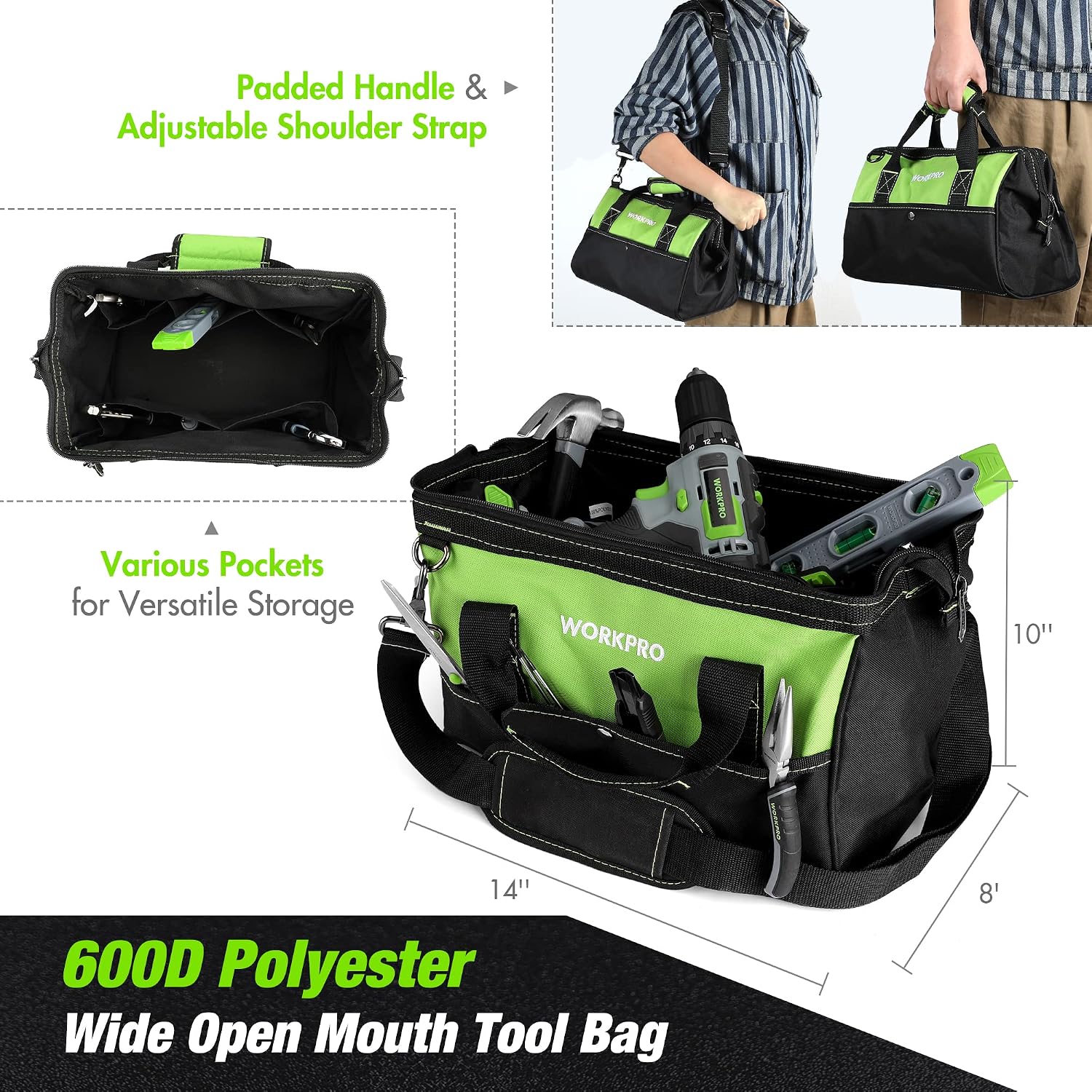 WORKPRO Home Tool Set with 20V Cordless Drill, Household Repairing Tool Kit - Image 7