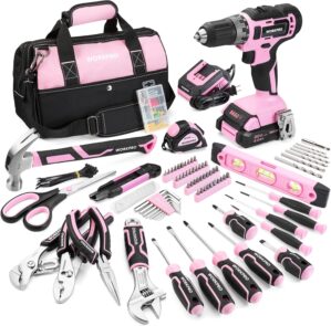 WORKPRO 20V Cordless Pink Drill Set...