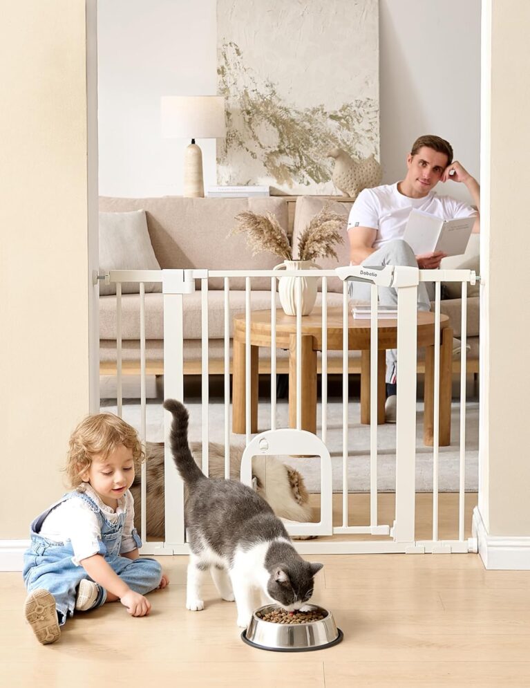 Babelio Baby Gate with Adjustable Cat Door, CatPrivilege III, 29-43"