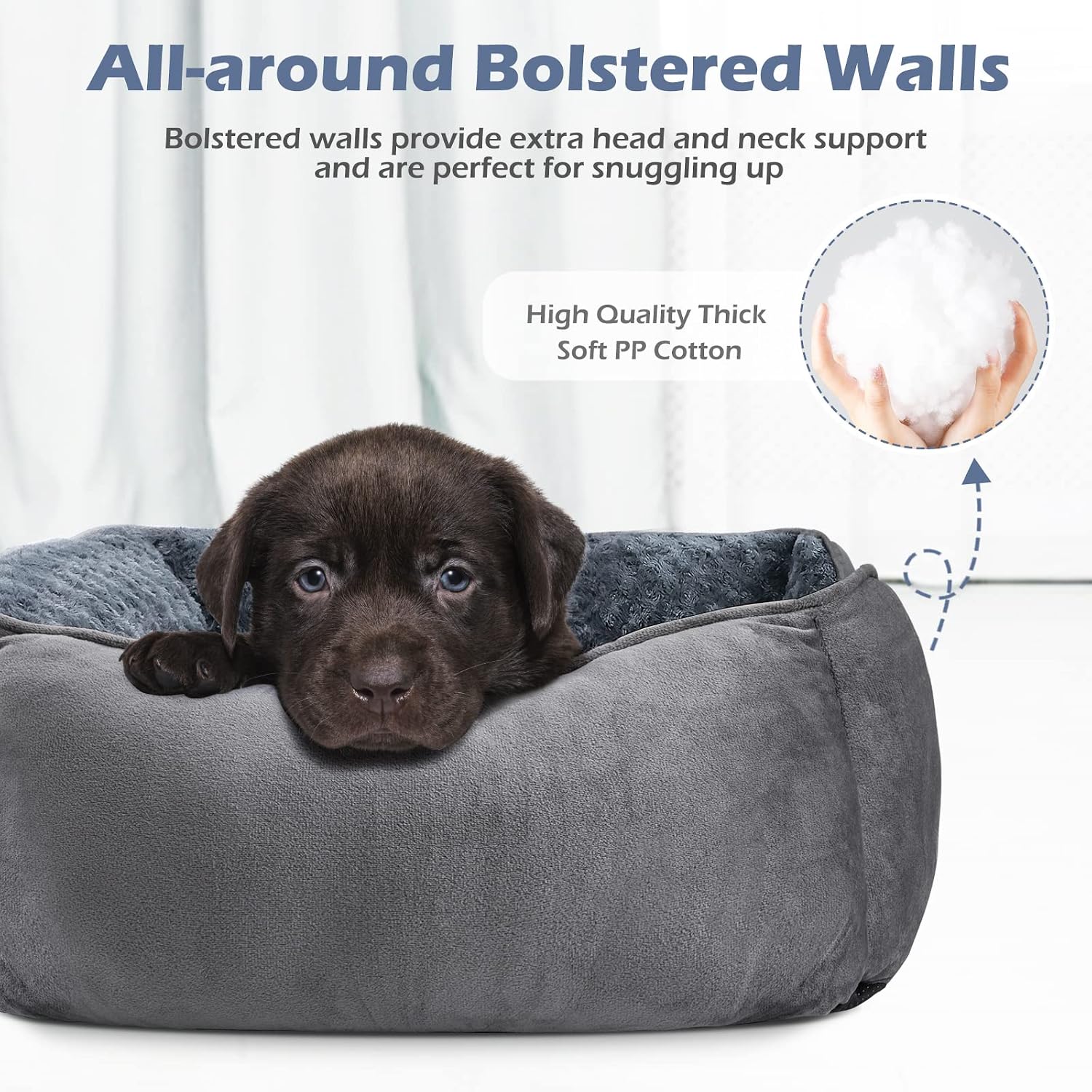 INVENHO Large Dog Bed for Large Medium Small Dogs, Rectangle Washable Orthopedic Dog Bed, Soft Calming Sleeping Puppy Bed Durable Pet Cuddler with Anti-Slip Bottom L(30"x24"x9") - Image 3