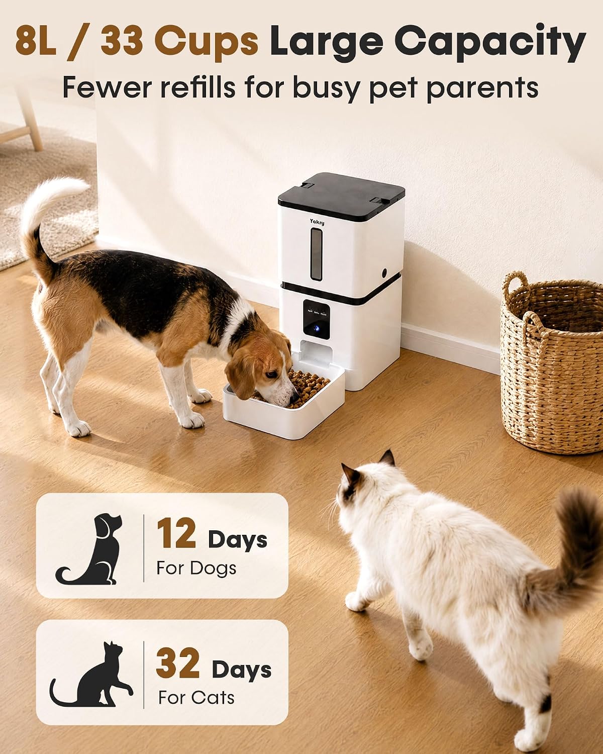 Yakry Automatic Dog Feeder with Camera - 8L/33 Cups Smart Dog Feeder - Image 2