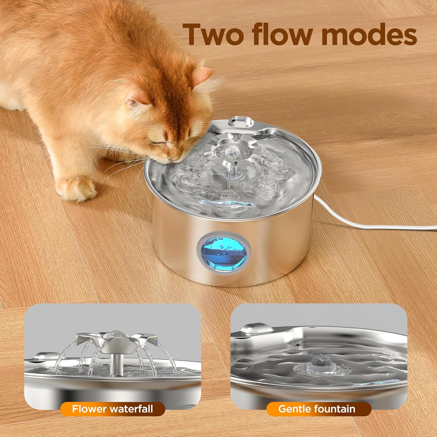 Stainless Steel Cat Water Fountain: 88oz/2.6L Pet Fountain for Drinking - Image 3