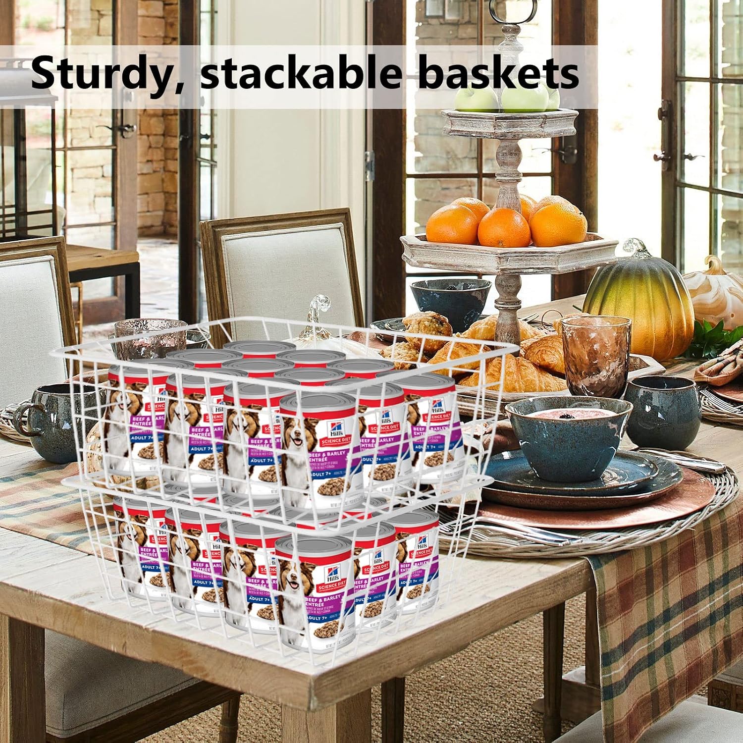 4 Pack Deep Freezer Organizer Bins Stackable Wire Basket for Organizing Metal Wire Storage Baskets for Pantry, Freezer Baskets for Chest Freezer, Upright Freezer - Image 3