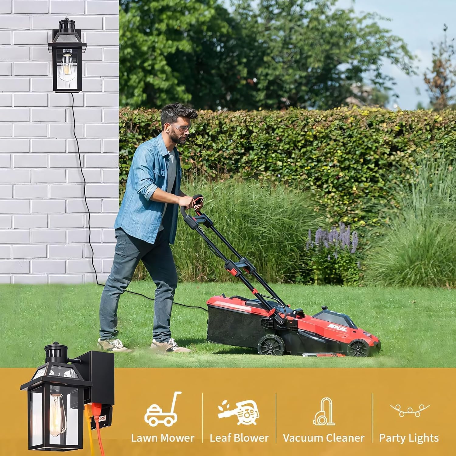 Yisuro Porch Lights with GFCI Outlet, Dusk to Dawn Outdoor Lights with Outlet, 3 Lighting Modes Exterior Light Fixture Waterproof, Outside Lights for House Front Door Patio Garage - Image 7