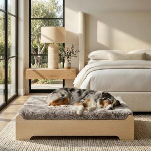Elevated Wood Dog Bed Frame with Fo...