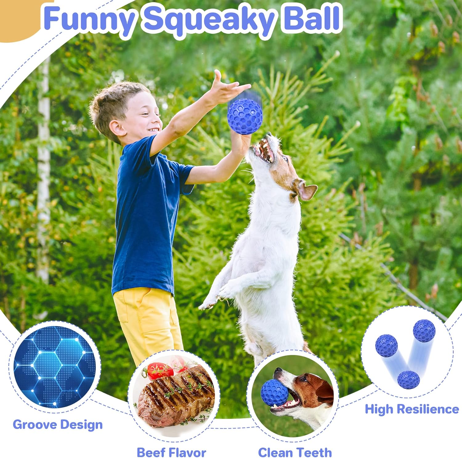 DISSKNIC Indestructible Squeaky Dog Ball, Relieves Anxiety, Cleans Teeth, Interactive Chew Toy for Aggressive Chewers, Dog Toy for Large Breeds, Outdoor Waterproof - Image 4