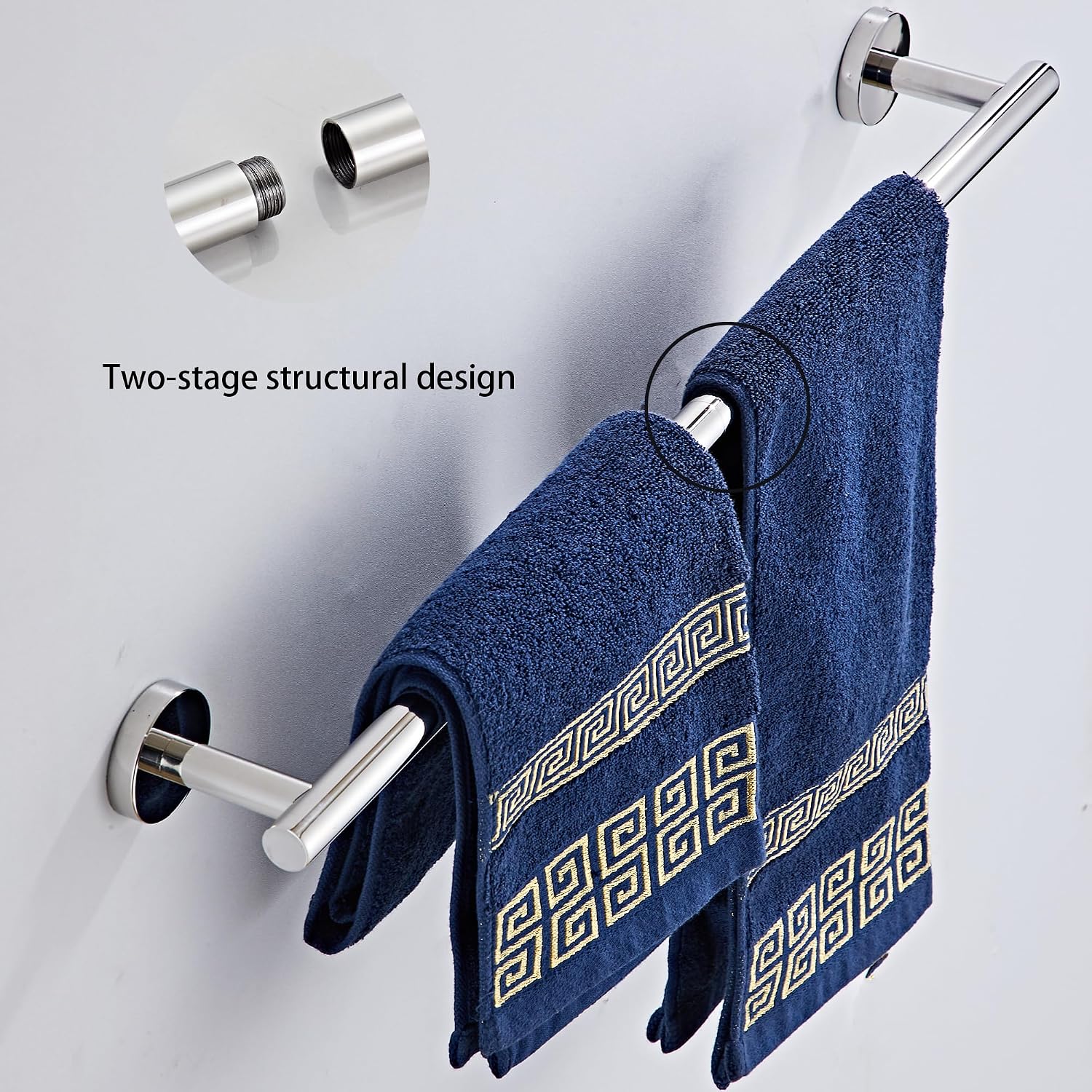 Chrome Bathroom Hardware Set 5 Piece with Towel Racks for Bathroom, SUS304 Stainless Steel Bath Towel Bar Set, 24 Inch Wall Mounted Accessories Kit… - Image 2