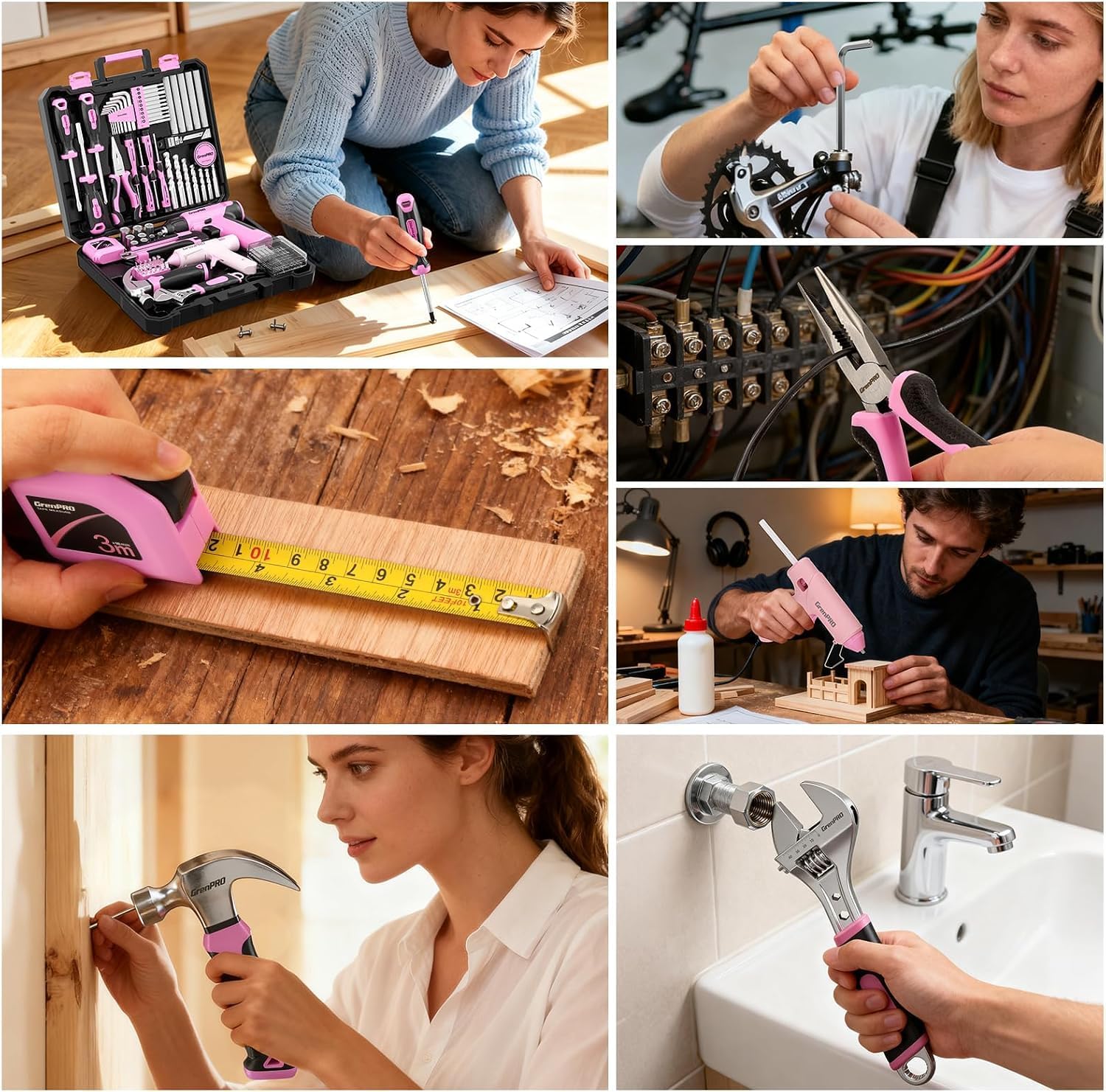 GRENPRO 188PCS Pink Cordless Drill Tool Set For Women Tool Kit For Home Box - Image 4