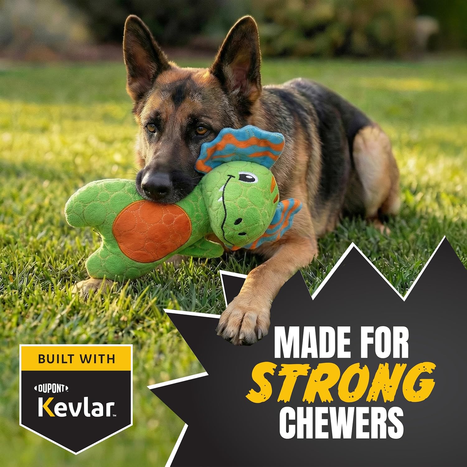 Bite Force - Durable & Strong Dog Toy Green Dino with Squeaker, Kevlar-Reinforced for Aggressive chewers. - Image 2