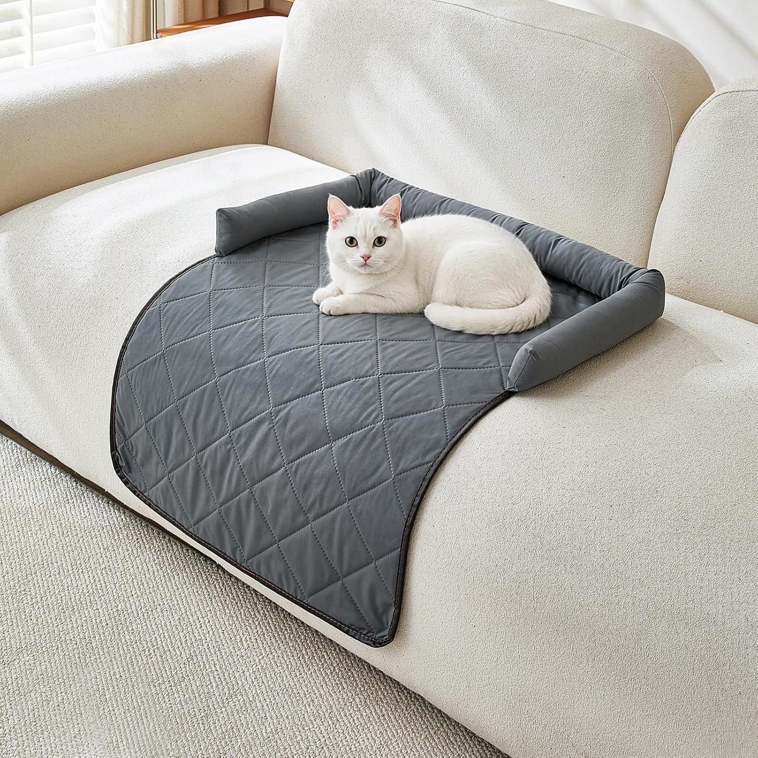 Cooling Dog Bed Mats with Neck & Head Support, 31.5 x 23.62 inch Grey