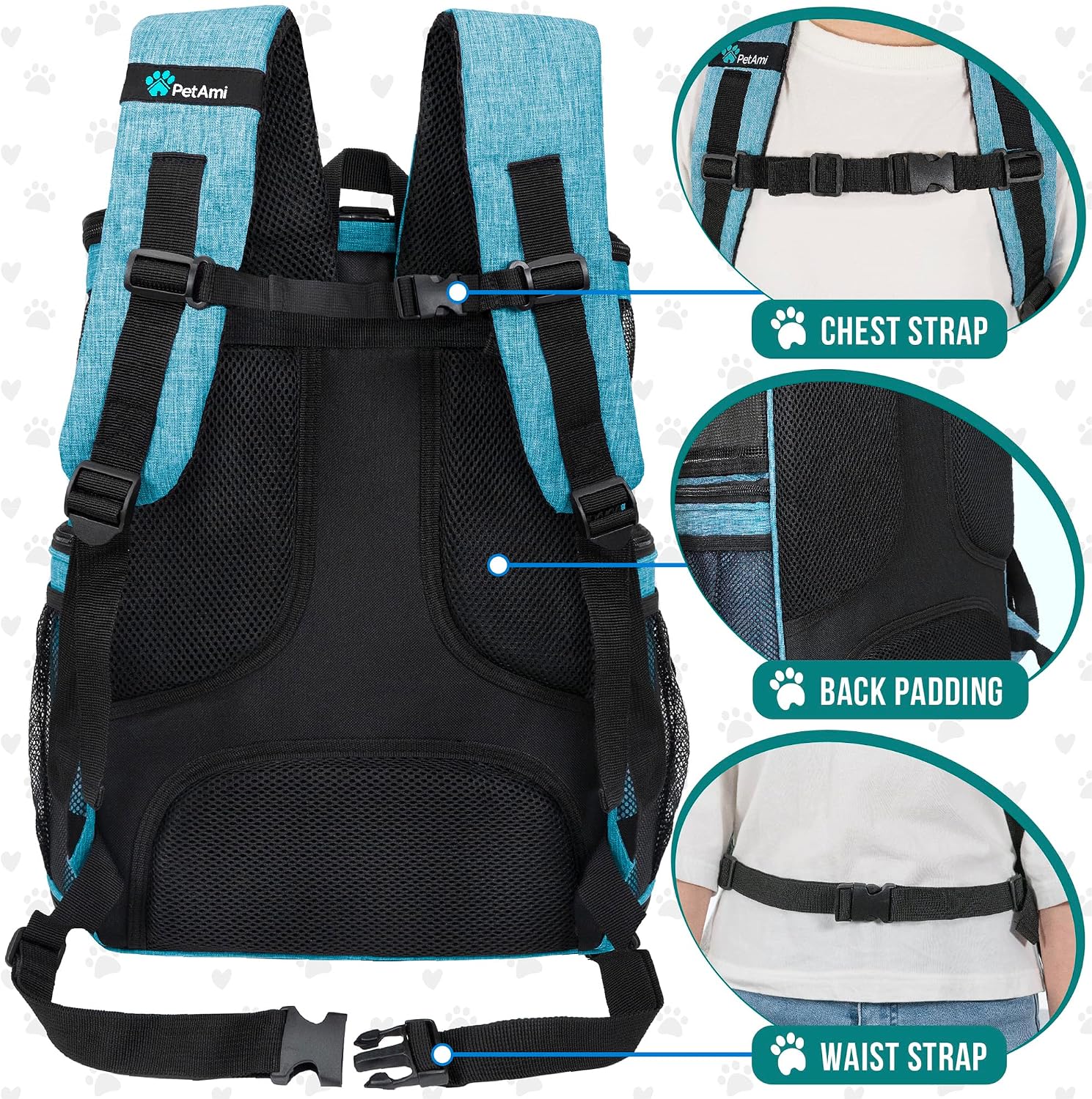 PetAmi Dog Backpack Carrier, Airline Approved 4-Way Entry Cat Bag, Teal - Image 5