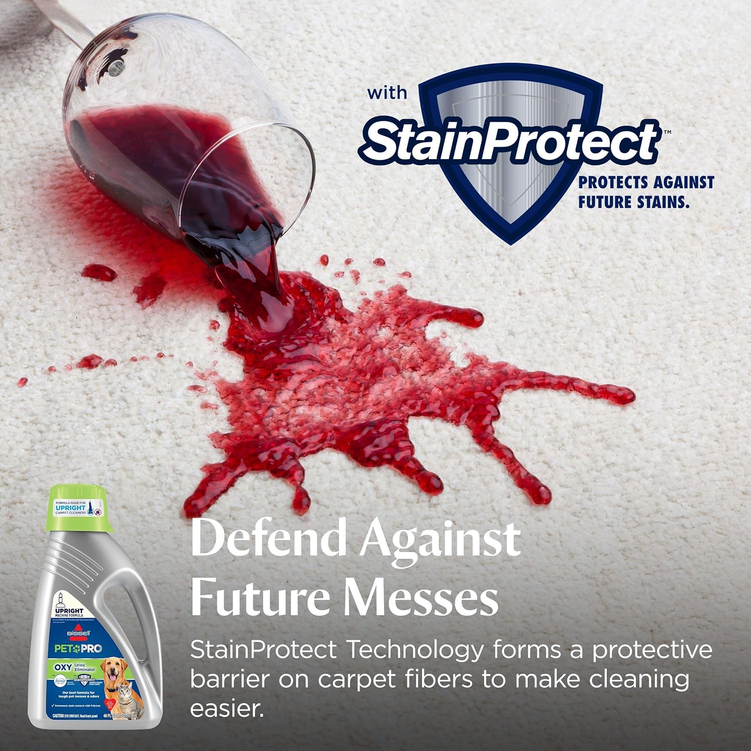 Bissell PET PRO OXY Urine Eliminator with Febreze Carpet Deep Clean Solution, with StainProtect Technology, for use in leading upright carpet cleaners, 48oz, Our best formula for pet messes & odors - Image 6