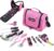 Pink Tool Set | Tool Bag for Women with Shoulder Strap | Basic Tool Kit|21Pcs Tool Pouch with Zipper|Portable Tool Bag with Tools for Home|Dorm|Office|DIY|Desk|Apartment