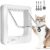 Smart Cat Door for Interior & Exterior, Cat Pet Door with 3 Collar Sensor Keys & 1 Remote Control & 4 Way Locking Cat Flap with RFID Collar Activated Opening SmartPetDoor
