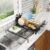 Simple Trending Dish Drying Rack – Expandable Dish Rack for Kitchen Counter, Large Capacity Dish Drainer, Stainless Steel Dish Strainer with Utensil & Cup Holders, Black