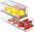 Refrigerator Organizers and Storage, 2 Pack BPA-Free Sturdy Stackable Clear Pull out Drawer Organizer Bins, Fridge Organizers and Storage for Fruit, Produce, Drink, Snack and Food Storage Containers