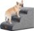 GoGoBunny Dog Stairs for Small Dogs, 3-Step Pet Steps for Couch Sofa, Grey